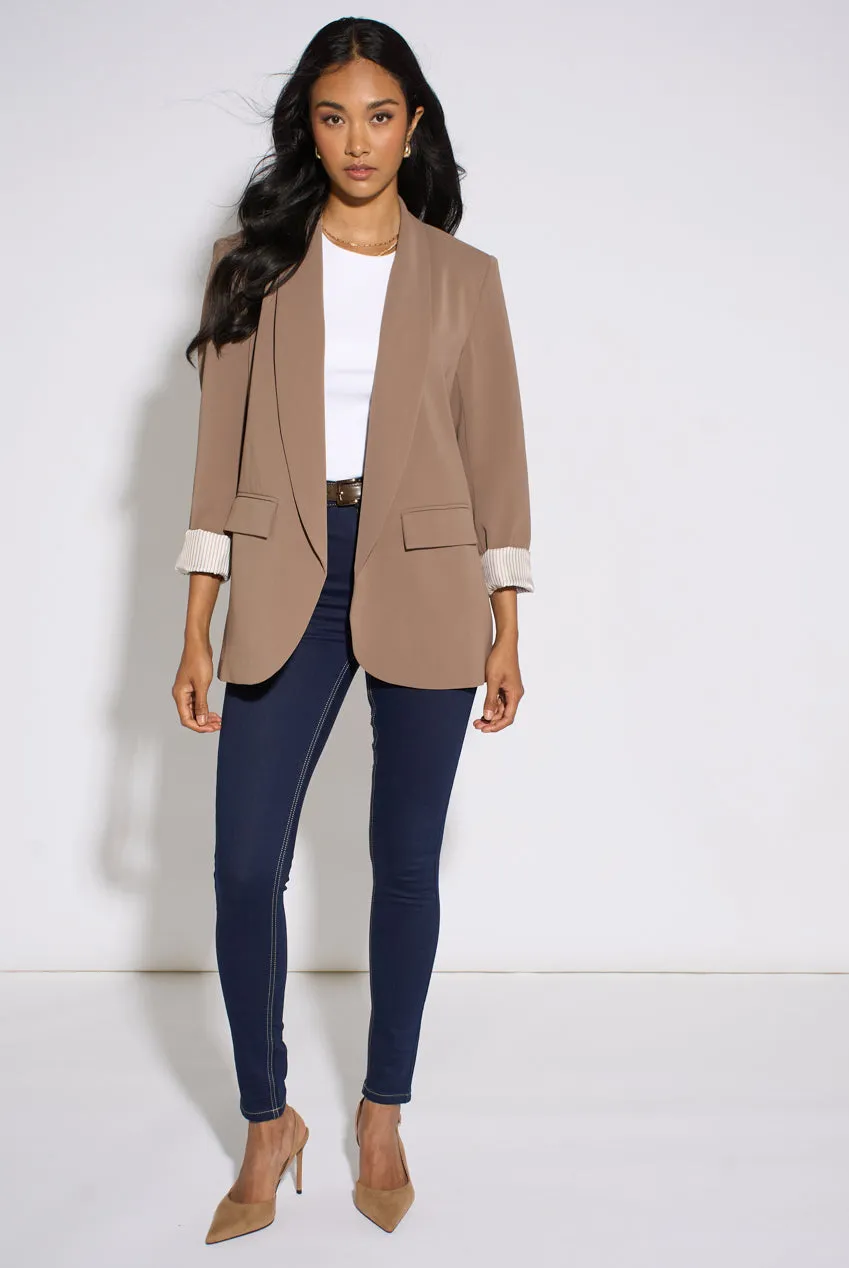 Gini London Contrast Sleeve blazer moka aperto morbid