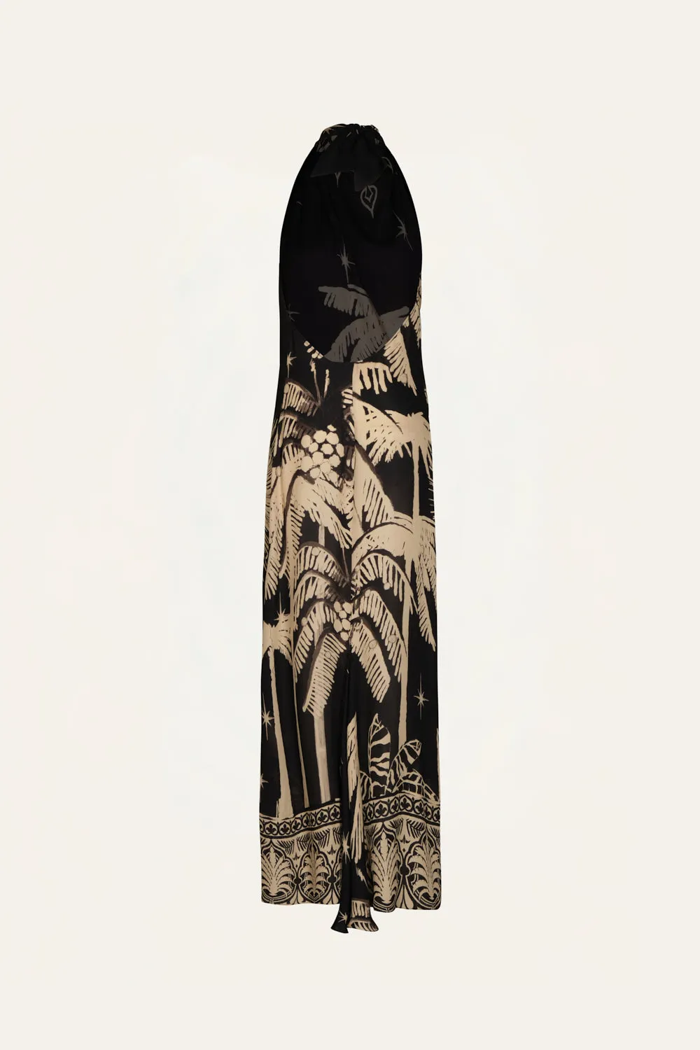 Johanna Ortiz Musical Flower abito maxi seta nero 44"