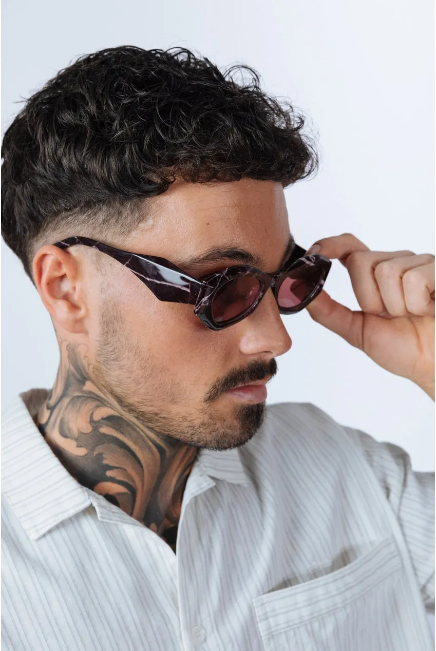 SVNX Occhiali da Sole Cat-Eye Rossi Retrò Lente Rossa UV400