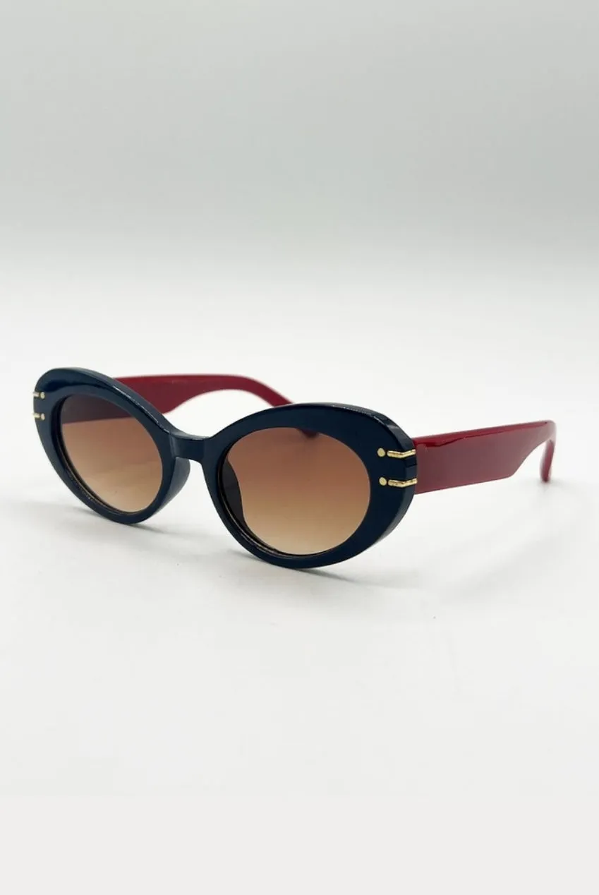 SVNX Oval Cat-Eye occhiali da sole blu marroni