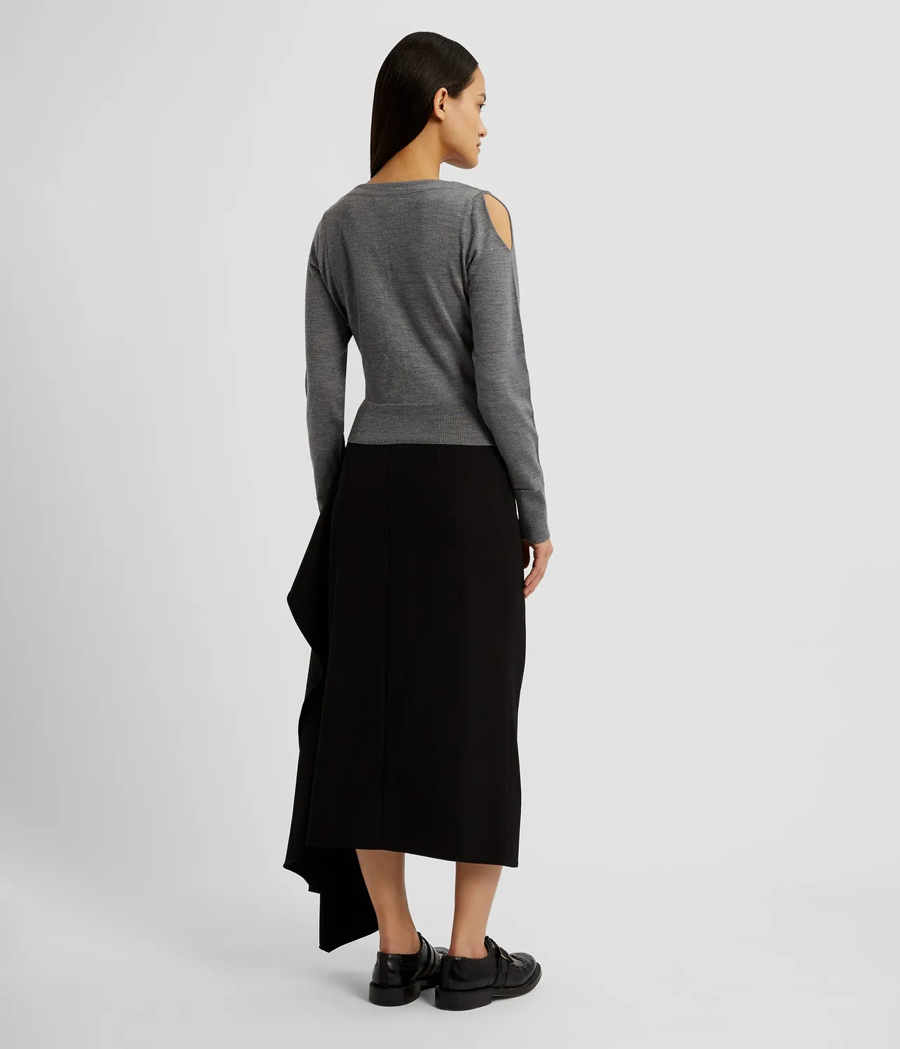 Erdem Drape Detail Knit Jumper maglione lana grigio