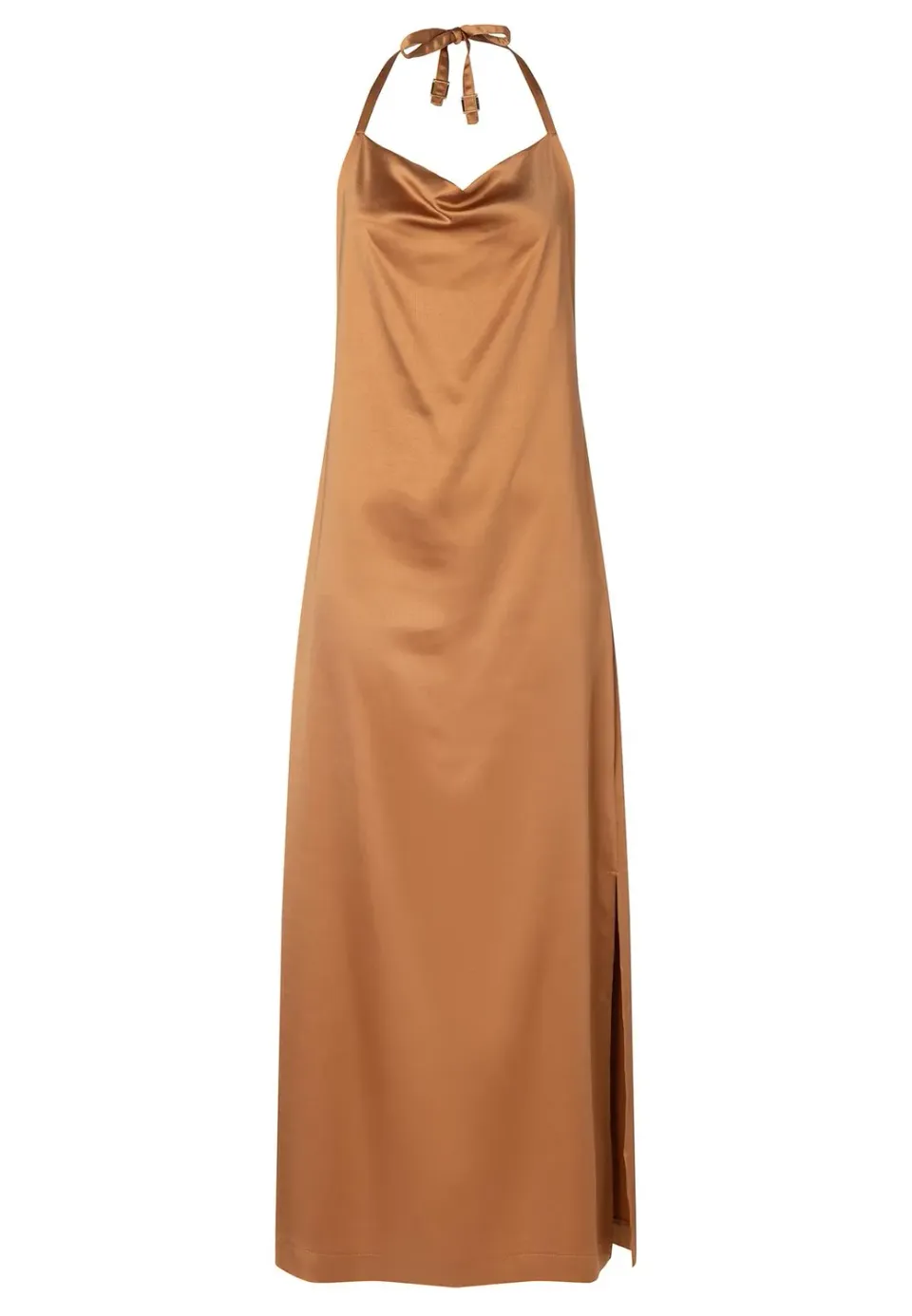 Ana Alcazar Pahamy abito lungo raso rame halter