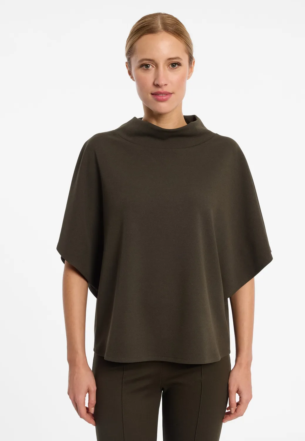 Ana Alcazar Eliorelle top mantella kaki collo alto