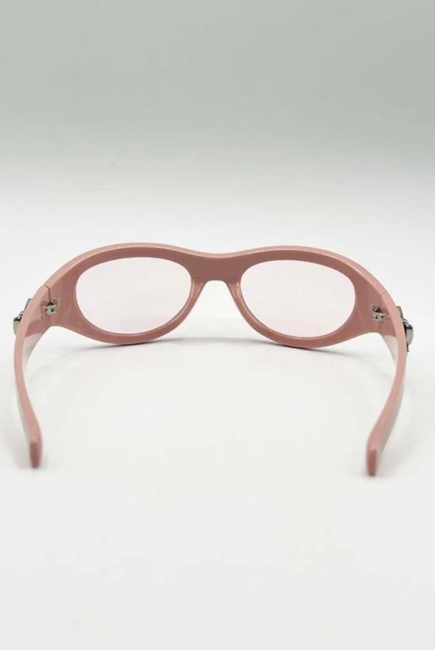 SVNX Wrap Around Racer Bow occhiali rosa avvolgenti
