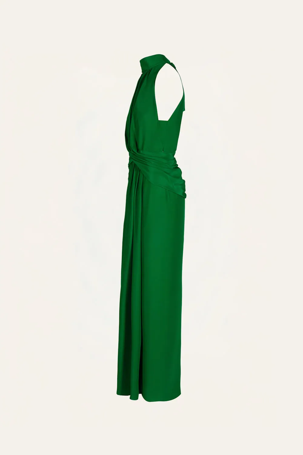 Johanna Ortiz Excepcionalidad abito lungo verde in crepe