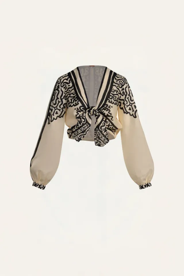 Johanna Ortiz Gentle Burn top lino ecru blusa taglia 6