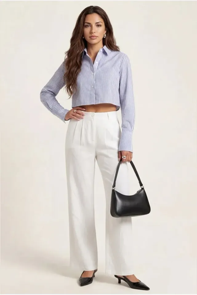 Urban Bliss pantaloni bianchi lino gamba larga traspiranti