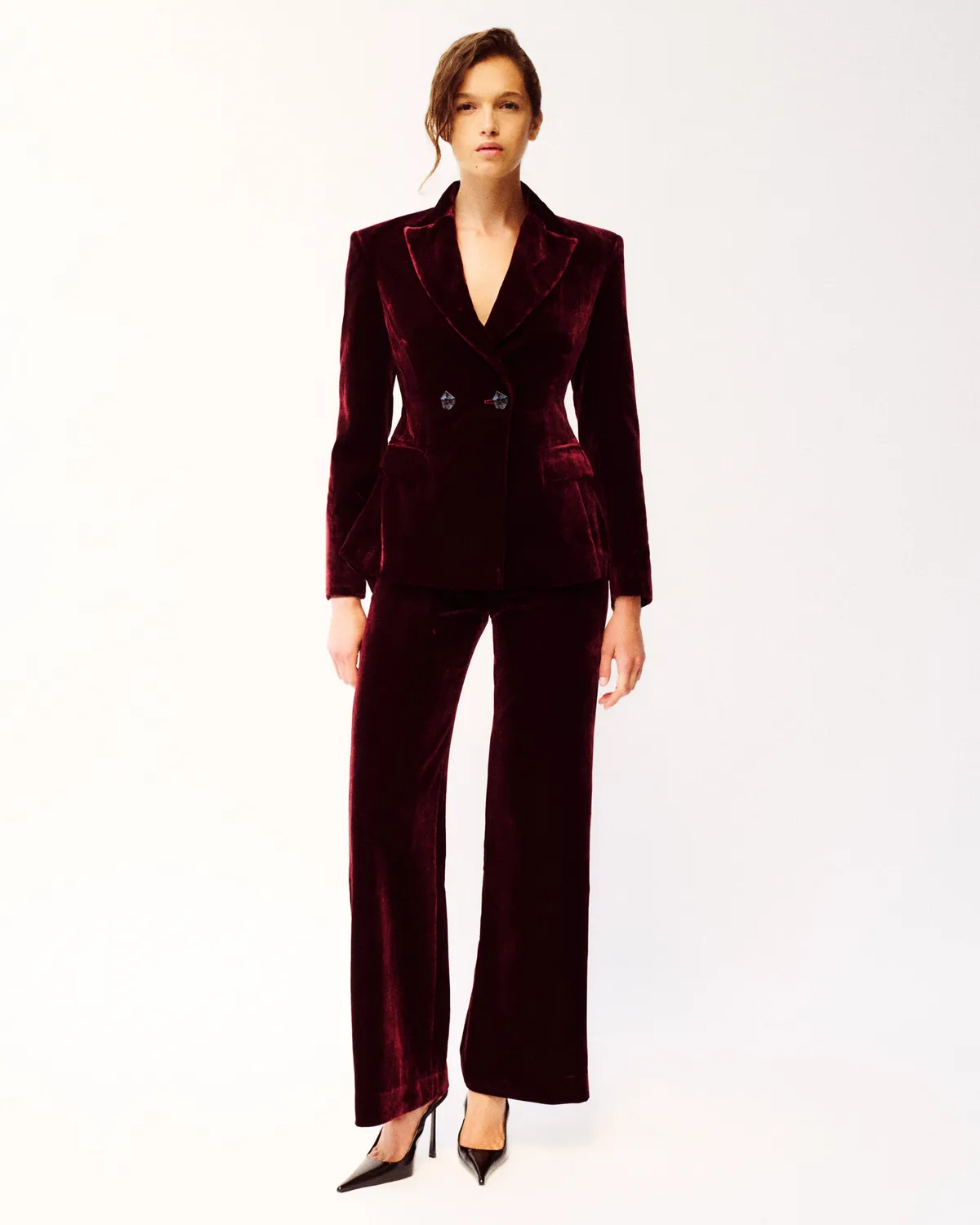 Violante Nessi Burri blazer bordeaux velluto seta IT 42
