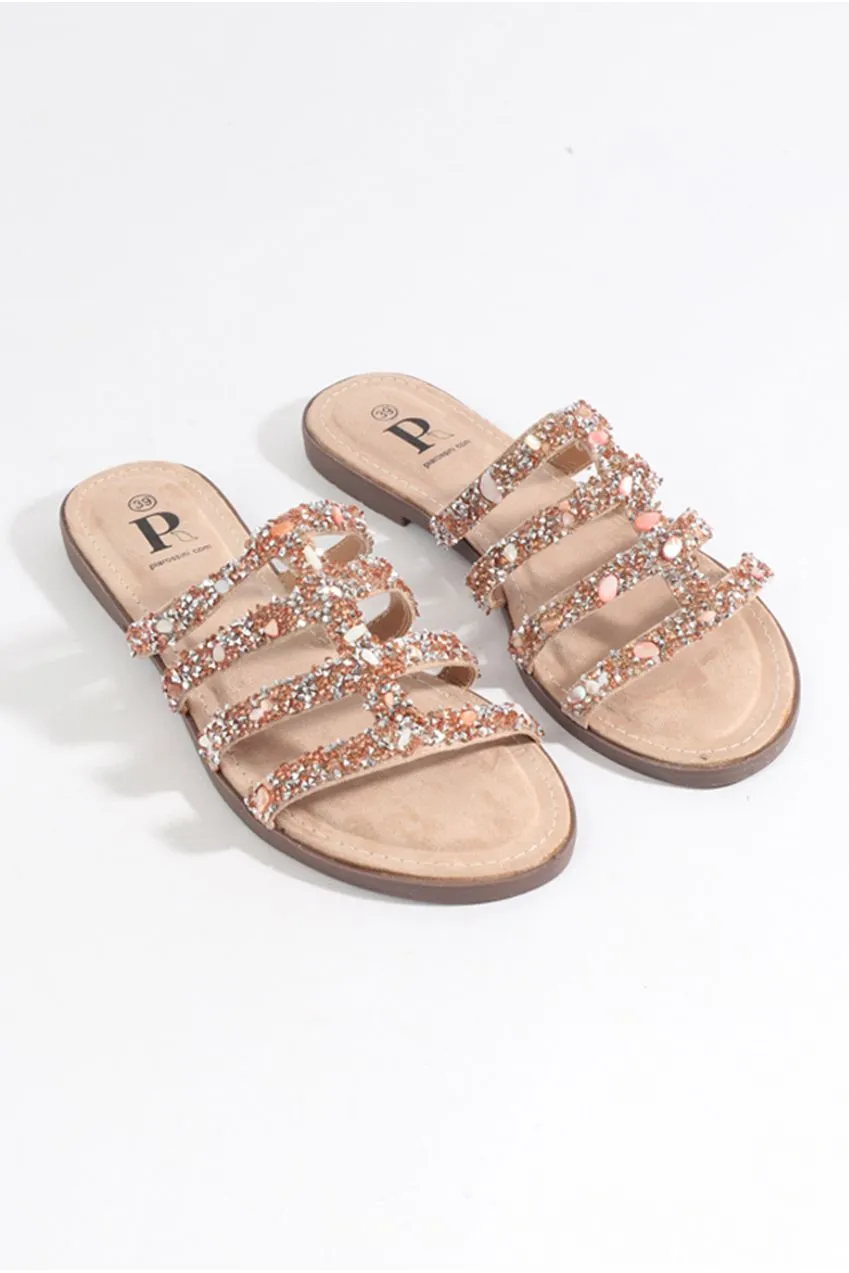 Pia Rossini Shellie sandali beige conchiglia tacco basso