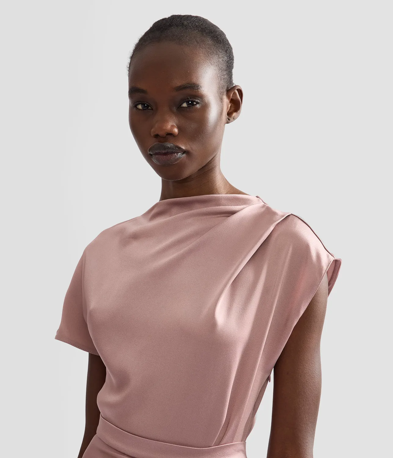 Erdem Satin Draped top raso scollo drappeggiato