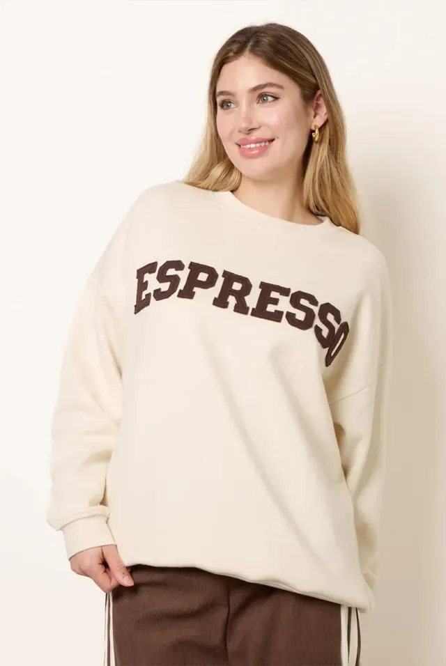 Goddiva Blue Vanilla Espresso felpa avorio cotone S/M