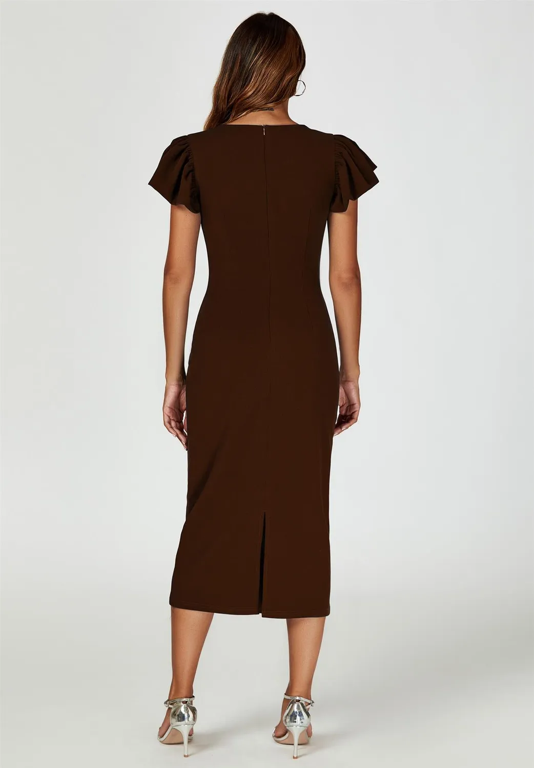 FS Collection abito midi bodycon espresso maniche M