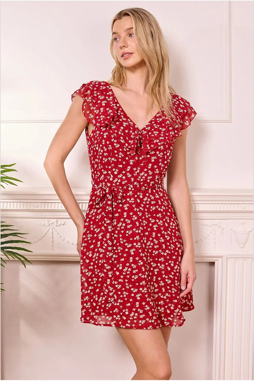 Angeleye abito mini floreale rosso scollo V S