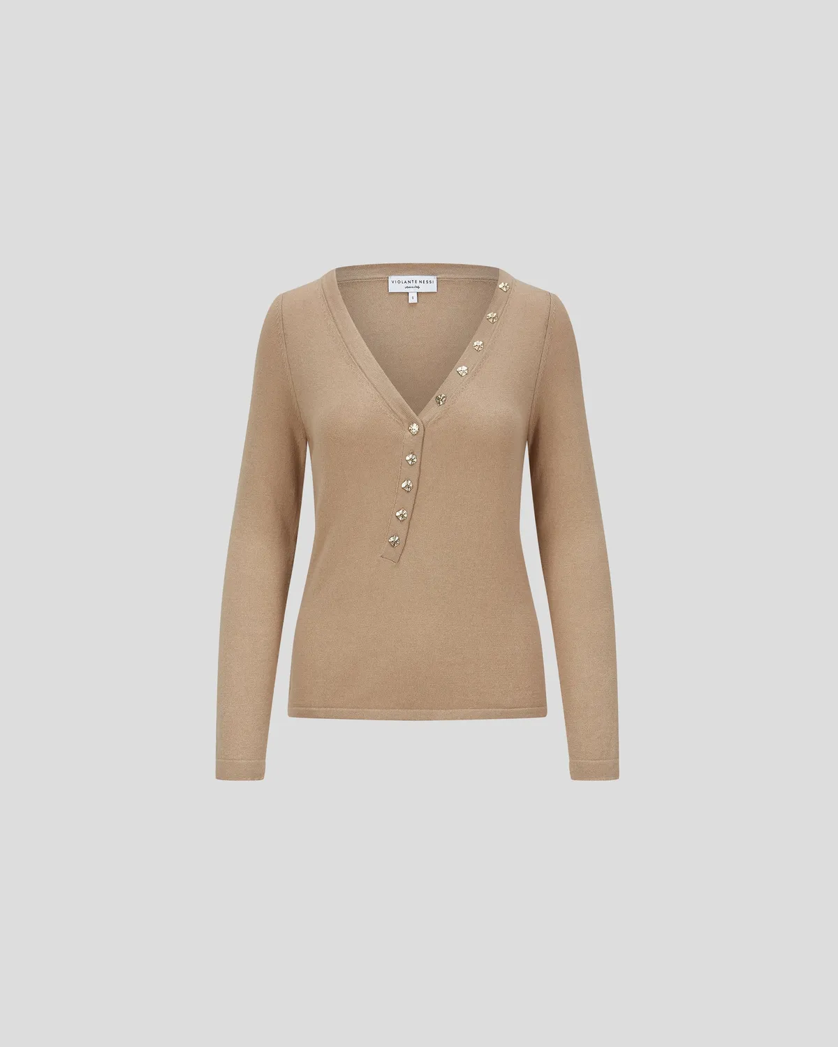 Violante Nessi Rotella top beige cashmere cotone