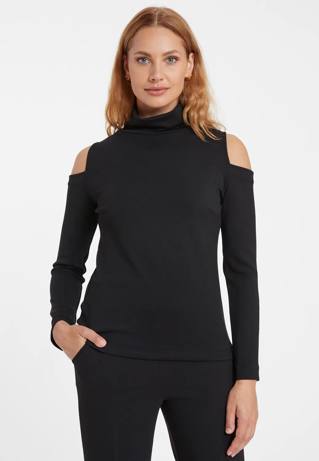 Ana Alcazar Senara top jersey nero cut-out spalle