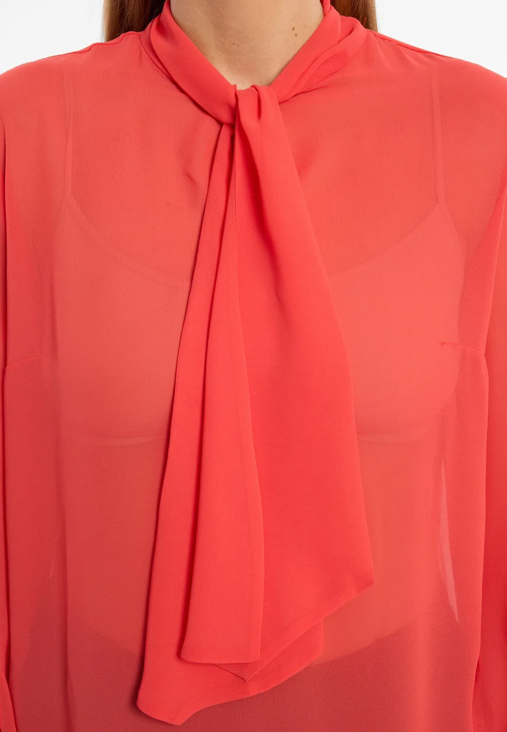 Ana Alcazar Cosasa blusa rossa chiffon con fiocco