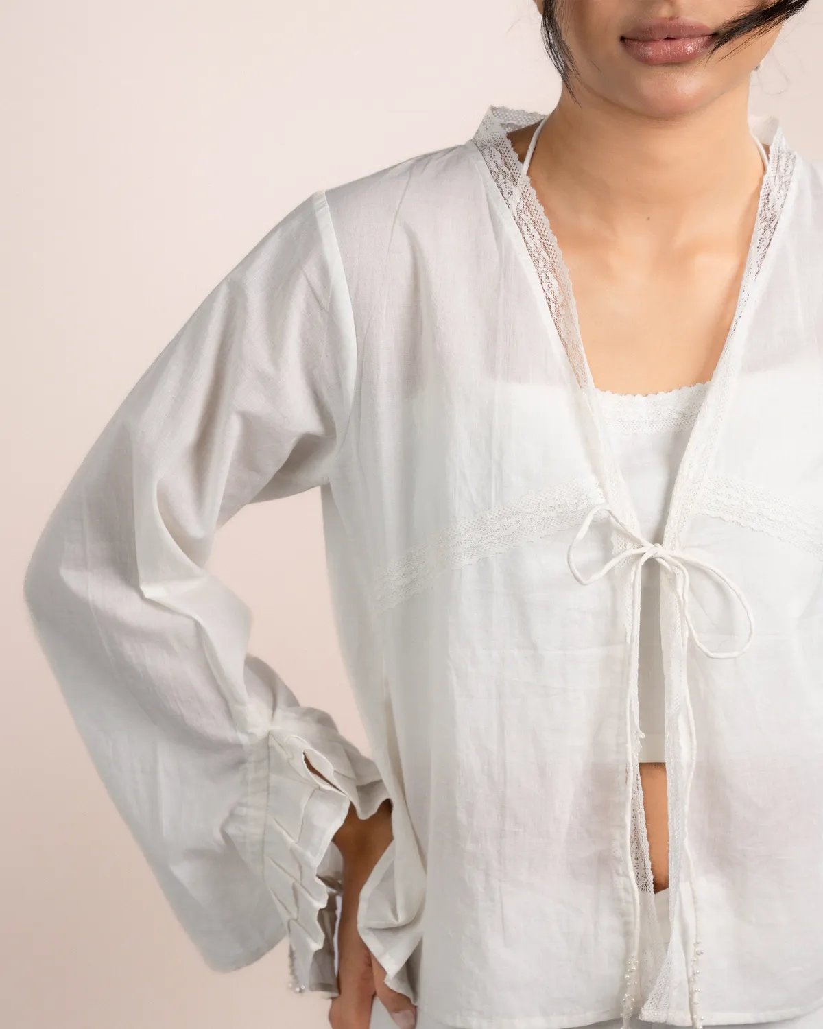 Our Dve Lior Tube Top Top bianco cotone 2 pezzi scollo V