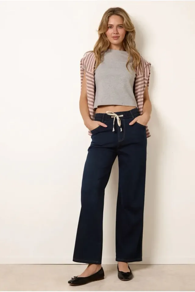 Blue Vanilla Pantaloni Indaco Herringbone Gamba Larga S