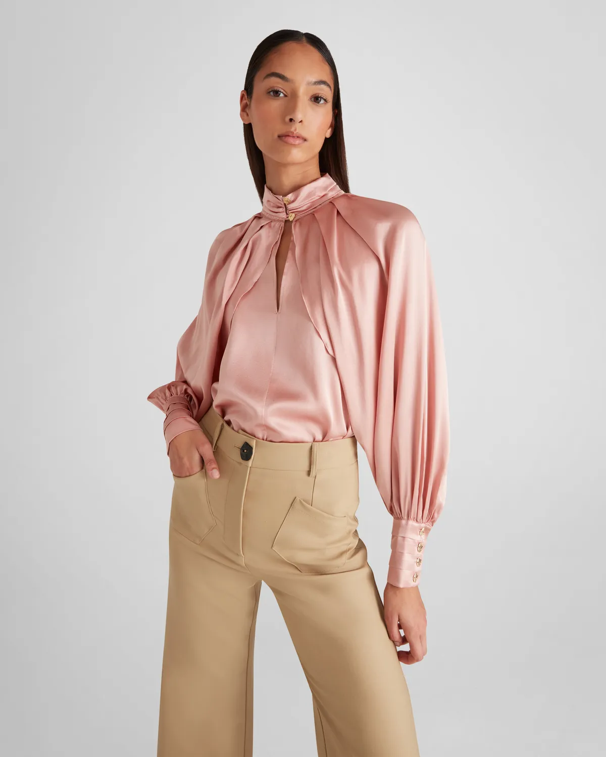 Violante Nessi Rossini blusa raso seta rosa