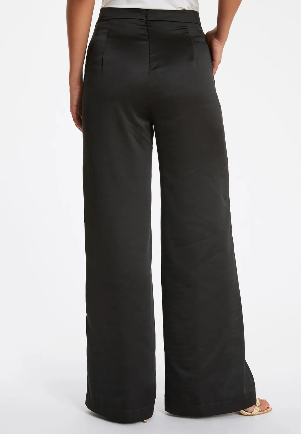 Ana Alcazar Pahima pantaloni palazzo satin neri