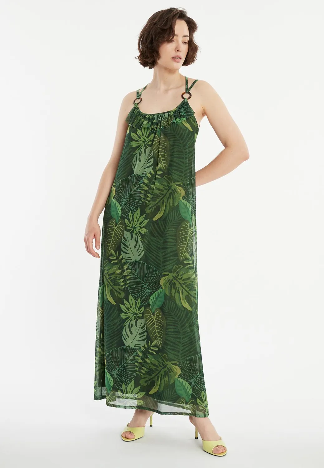 Ana Alcazar Ziela vestito verde stampa jungle