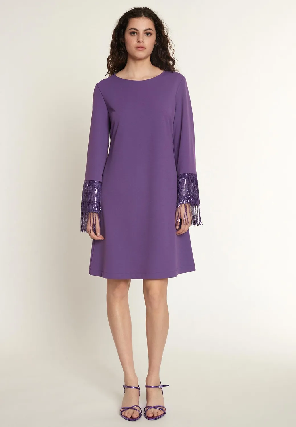 Ana Alcazar Oana abito svasato viola paillettes