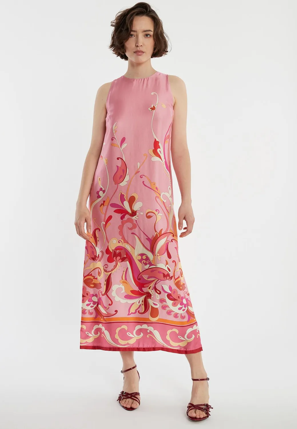 Ana Alcazar Zemia abito lungo rosa satin