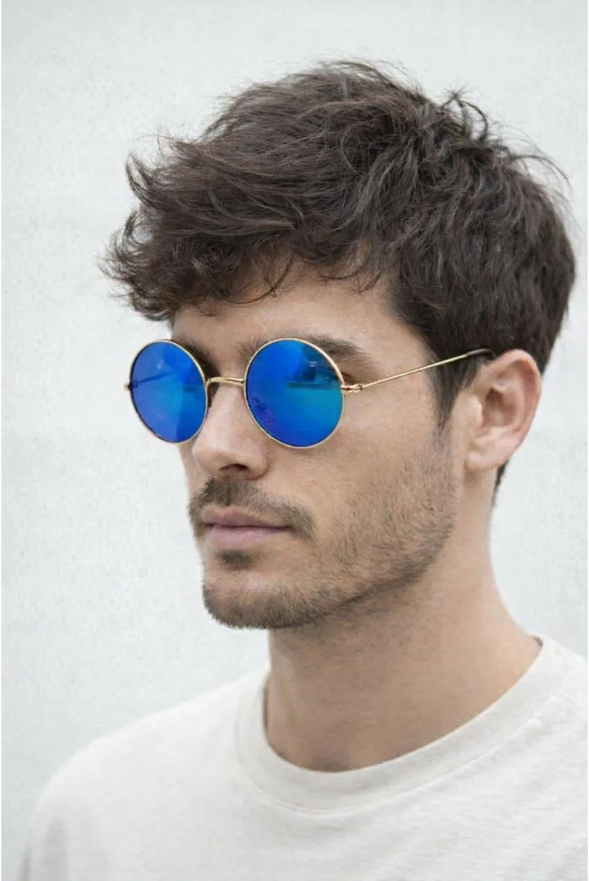 SVNX SG2607120 occhiali da sole rotondi argento specchio blu