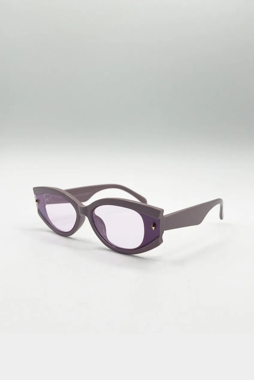 SVNX Oval Vintage occhiali da sole viola lenti viola taglia unica