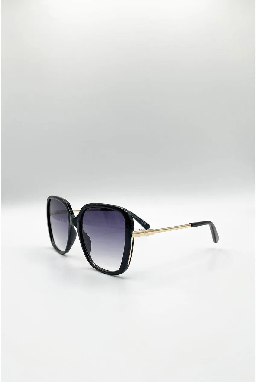 SVNX Square occhiali da sole oversize neri montatura oro
