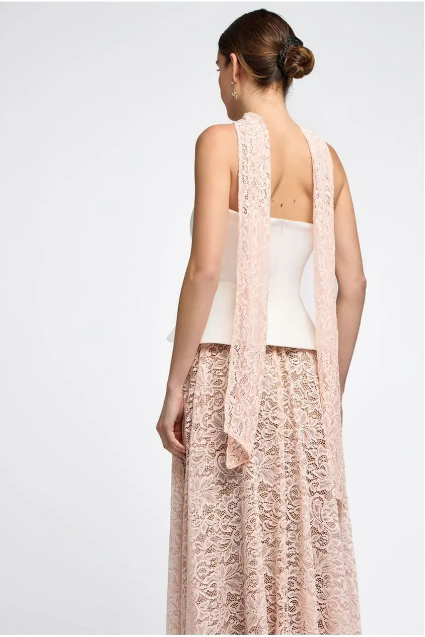 Goddiva Floral Lace sciarpa rosa cipria in pizzo