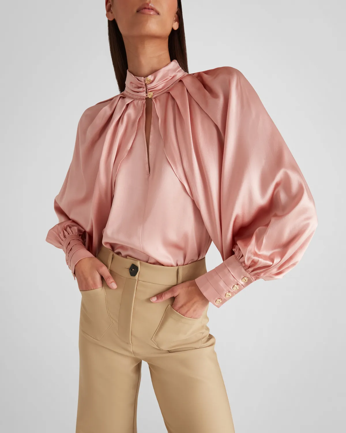 Violante Nessi Rossini blusa raso seta rosa