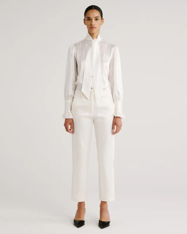 Violante Nessi Scheggi pantaloni avorio satin smoking