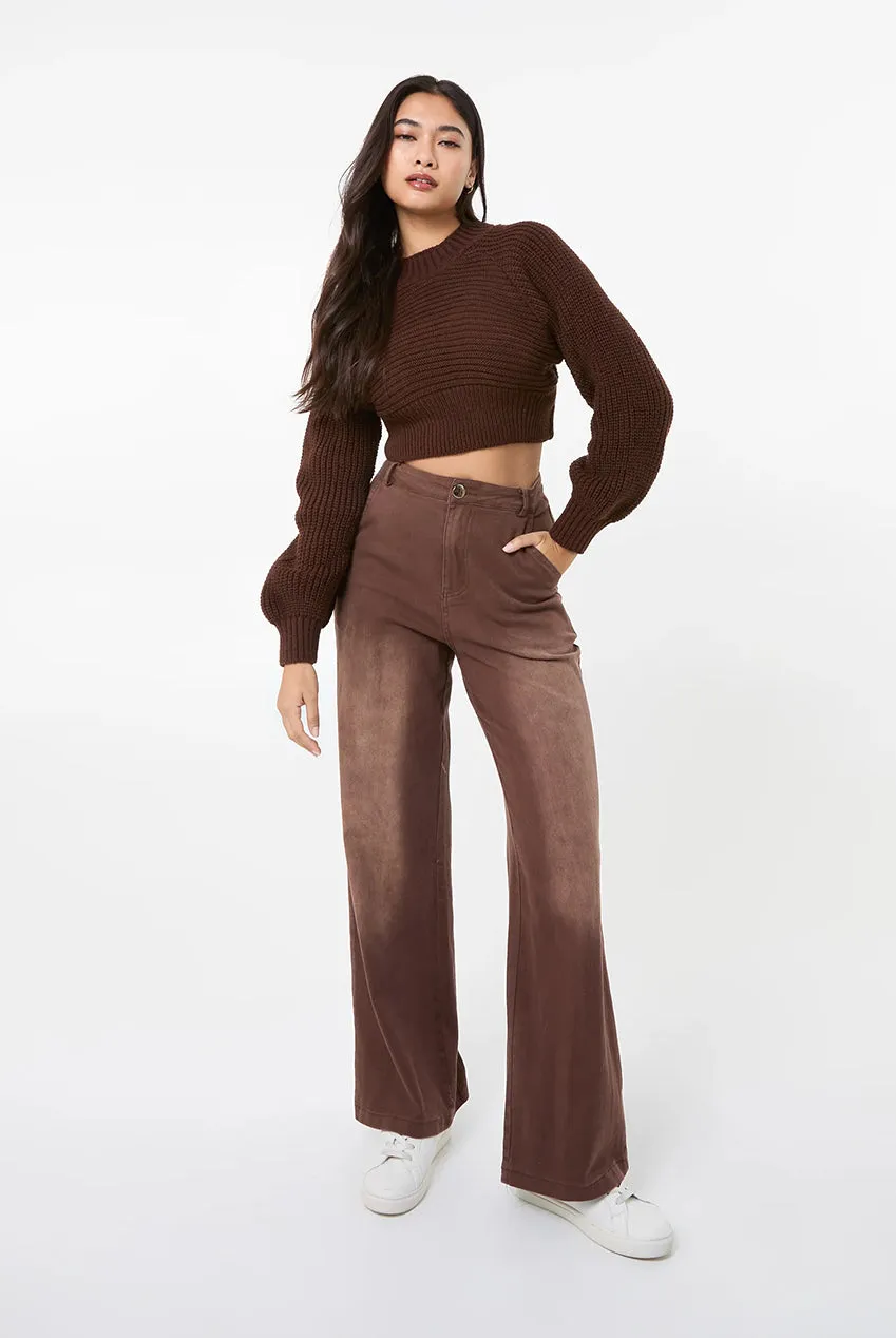 Pink Vanilla High Neck maglione crop cioccolato