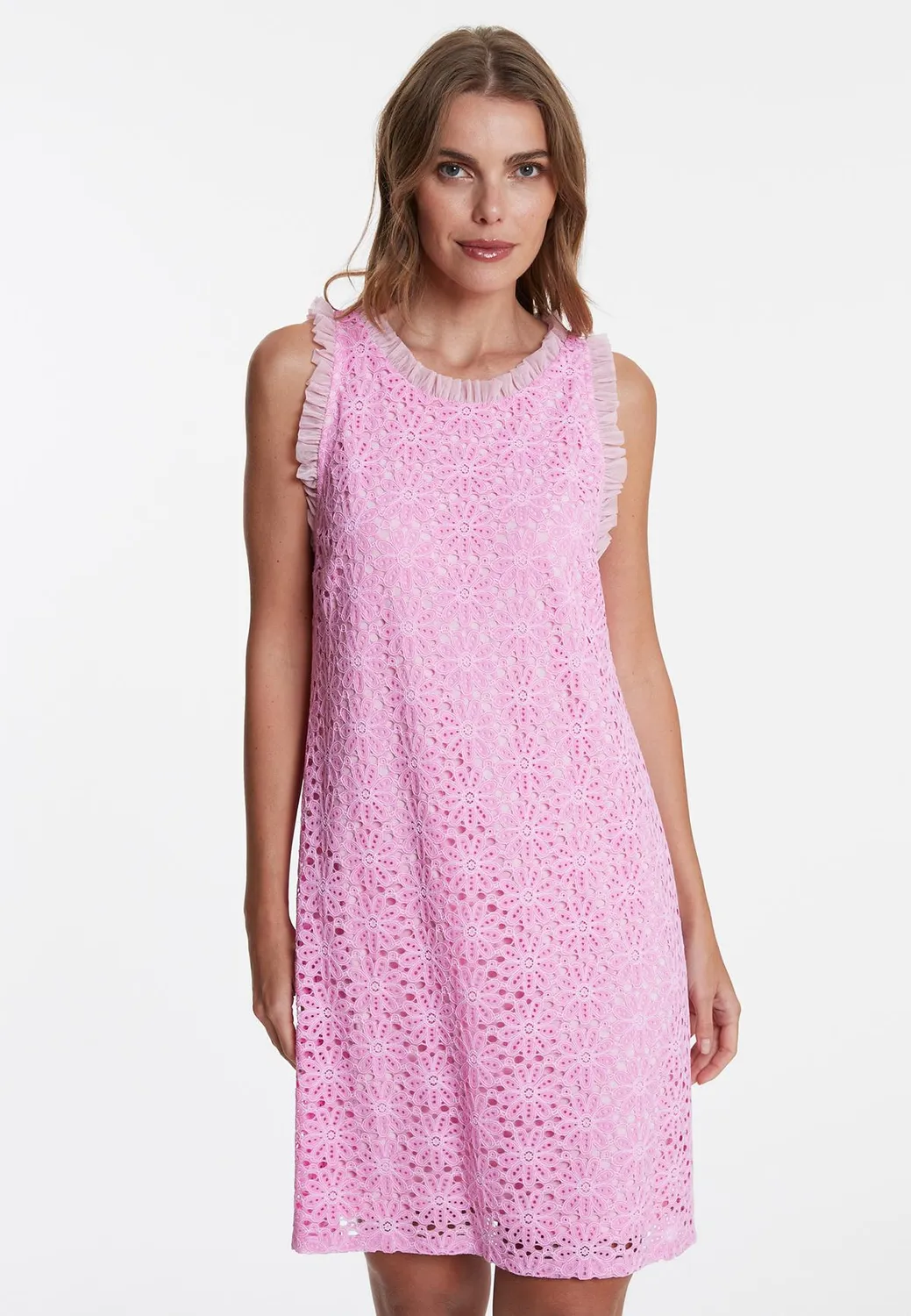 Ana Alcazar Wafea abito corto pizzo rosa