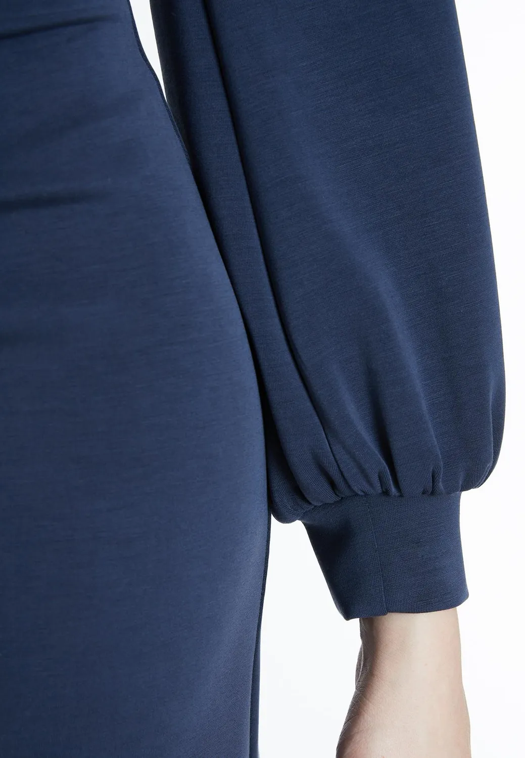 Ana Alcazar Sedori abito midi blu scollo V