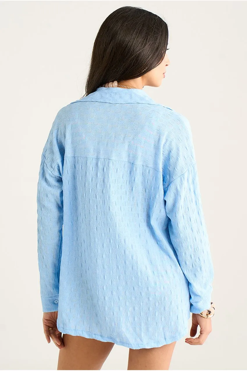 Gini London Camicia Azzurra Oversize Manica Lunga