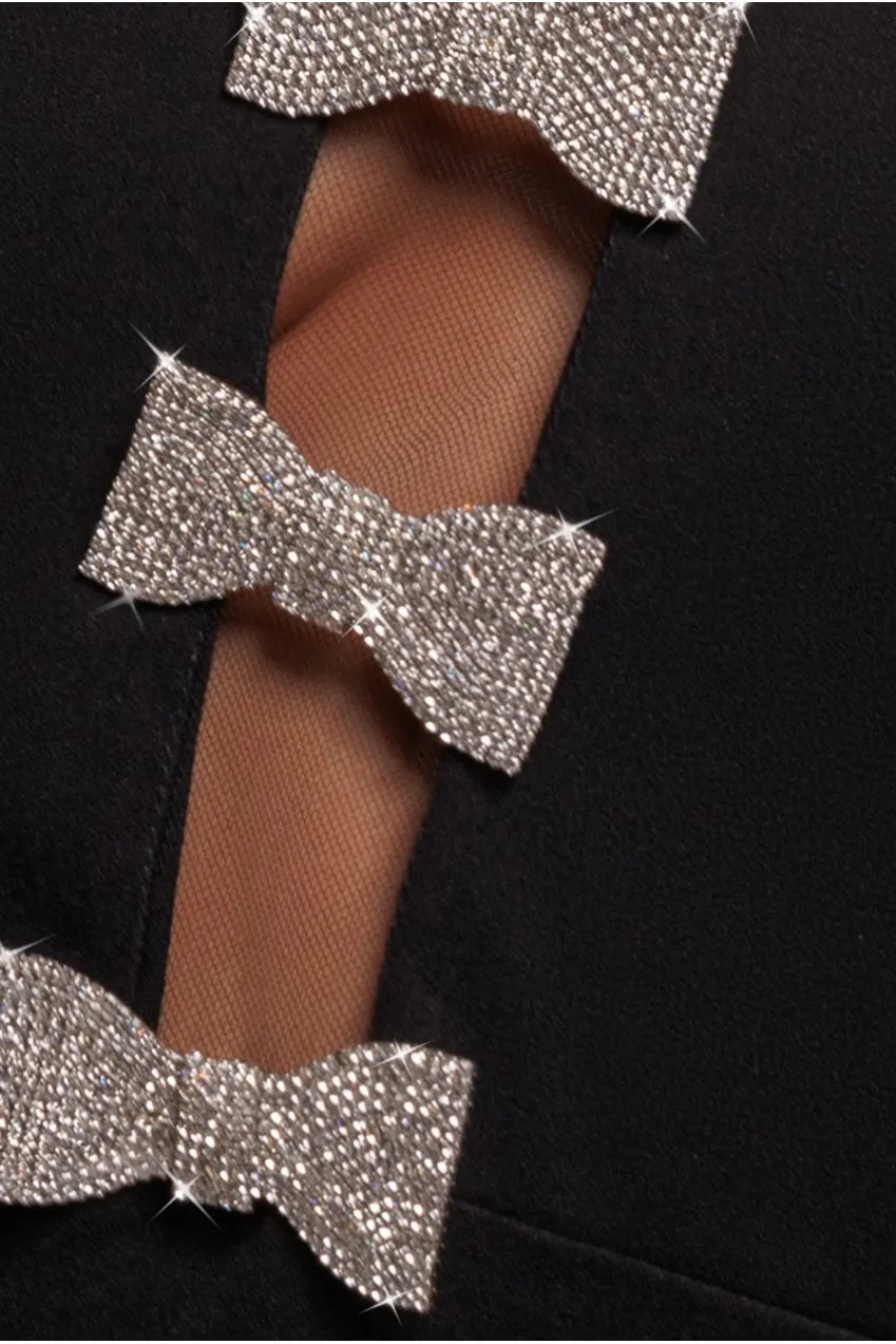 Goddiva Diamante Bow abito maxi nero 12 sirena