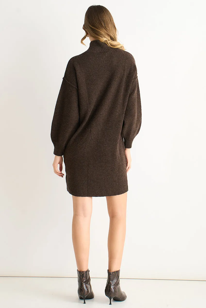 Gini London abito shift maglia marrone scollo rotondo