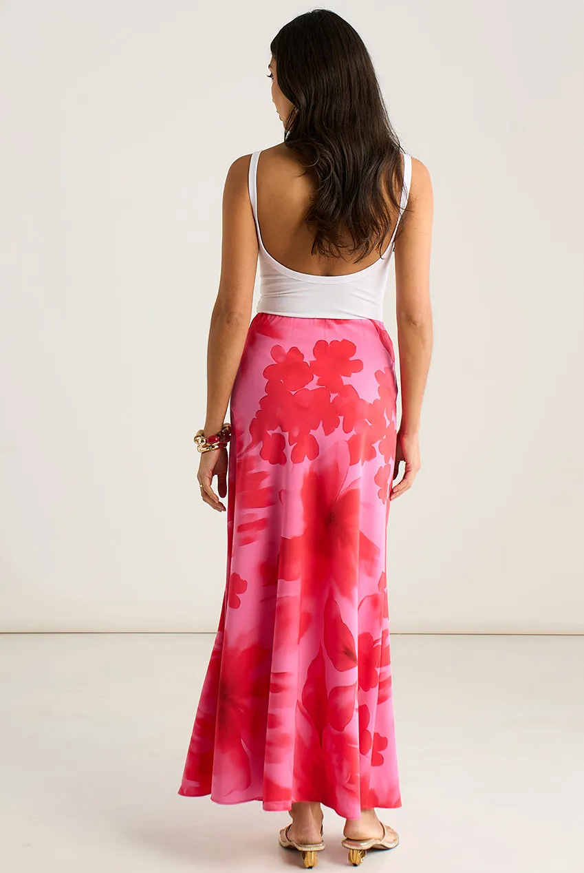 Gini London Watercolour gonna lunga rosa linea A fiori