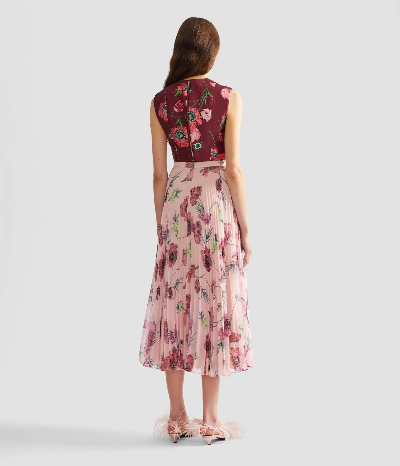 Erdem Floral Textured Satin Crop Top top satin