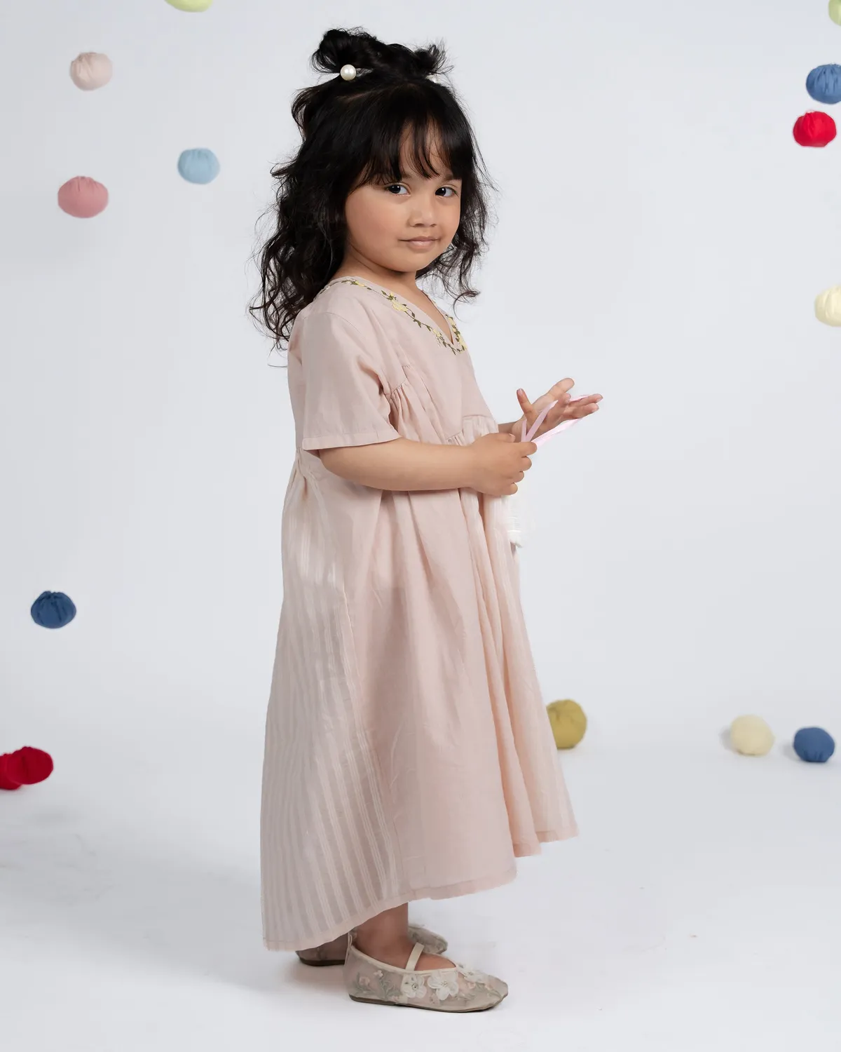 Our Dve Poppy Dress abito bambina rosa cotone