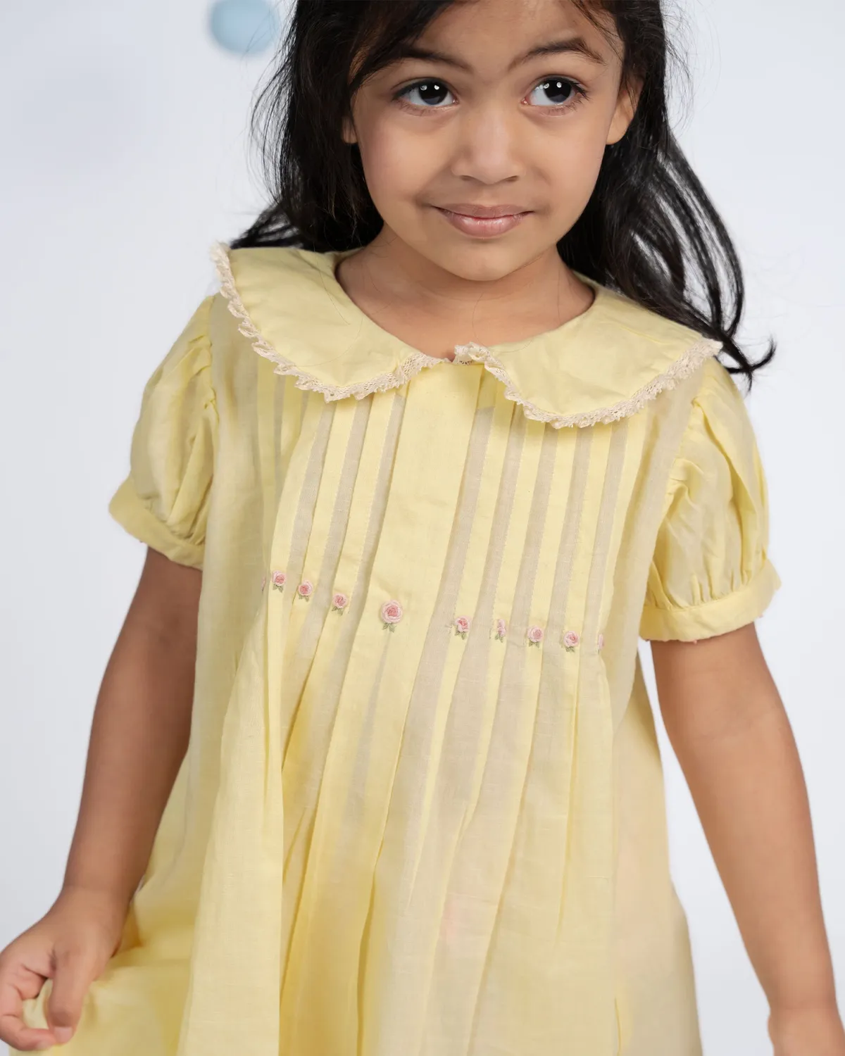 Our Dve Daisy abito bambina giallo limone cotone