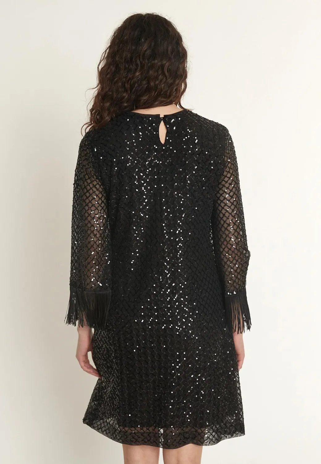Ana Alcazar Odea abito argento paillettes corto