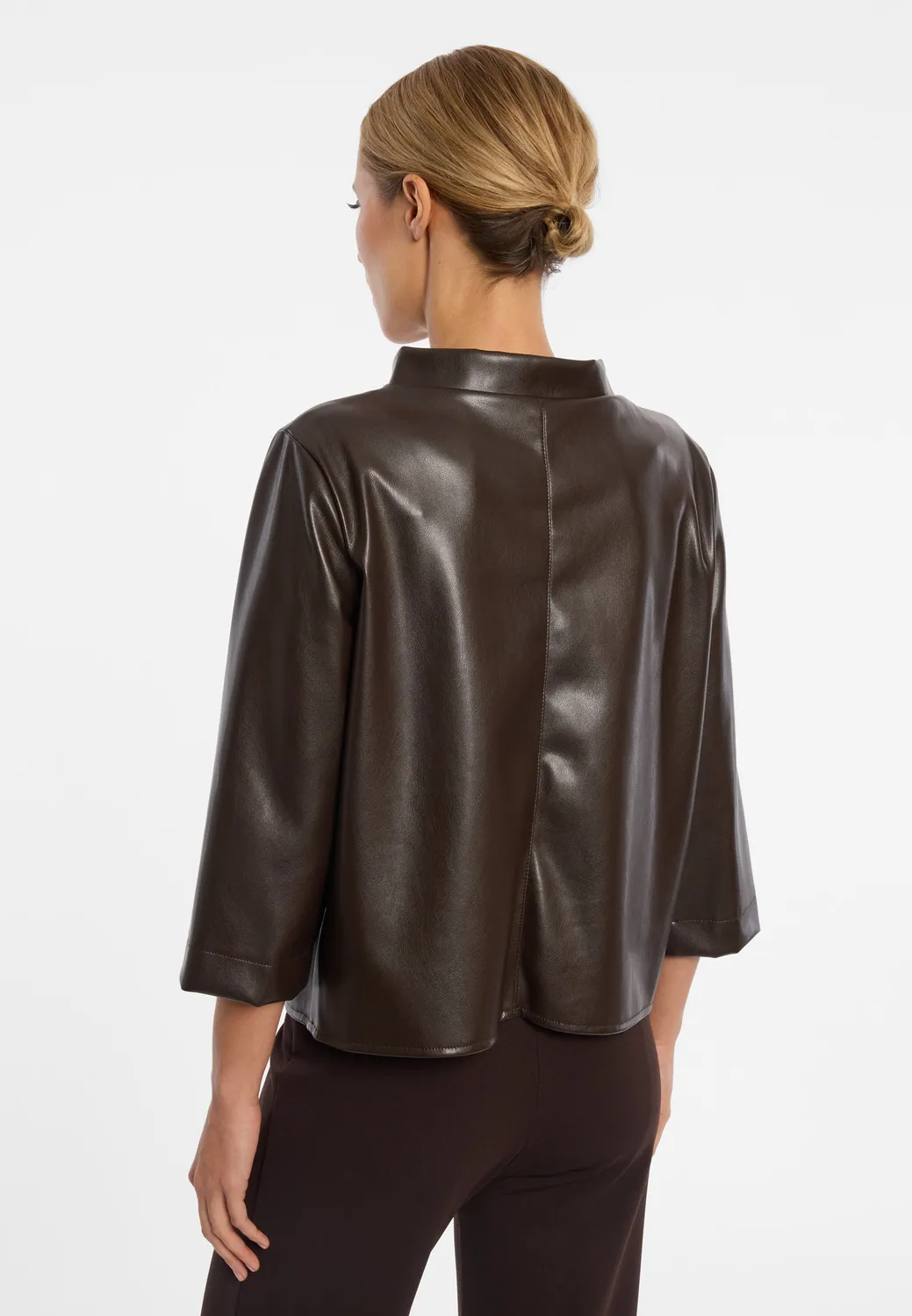 Ana Alcazar Enyras blusa ecopelle marrone espresso