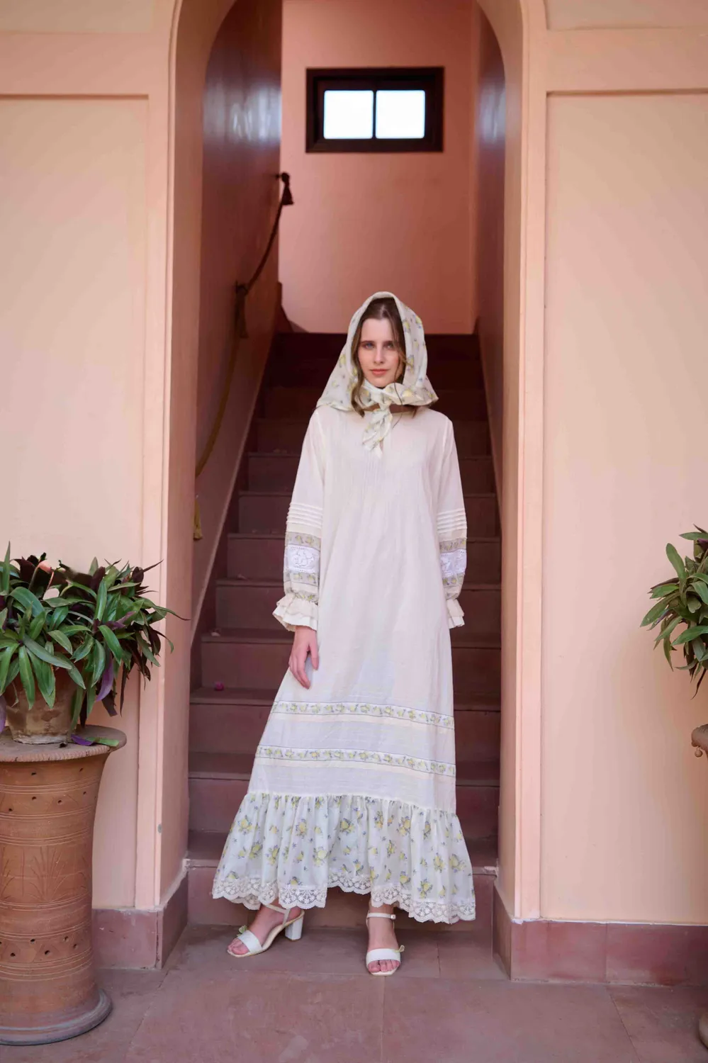 Our Dve Dream Wave Nancy abito lungo beige cotone
