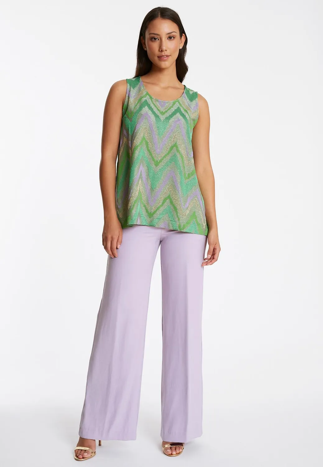 Ana Alcazar Pisari top lurex verde fantasia zigzag