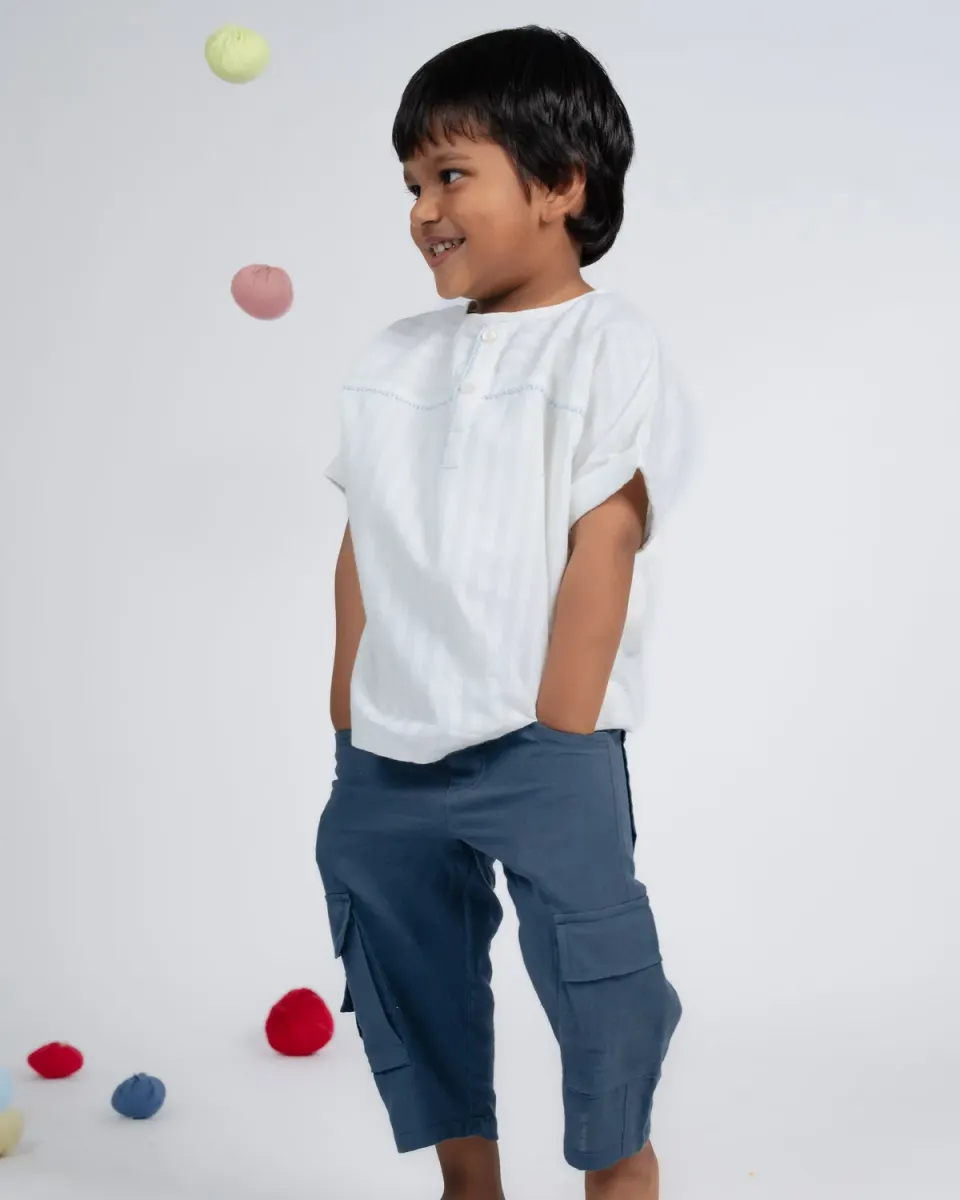 Our Dve Mini Elite camicia bambino blu ottanio cotone