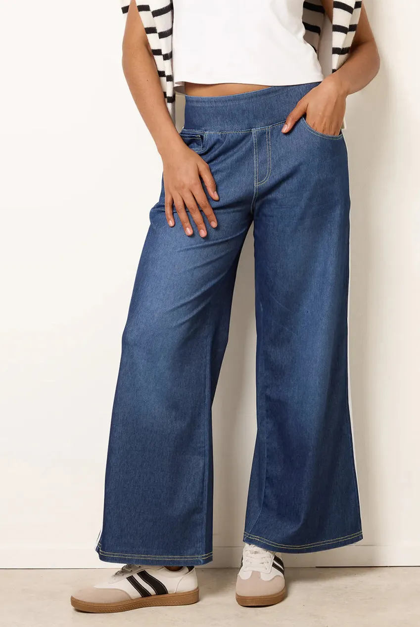 Blue Vanilla Side Stripe pantaloni denim blu S flare