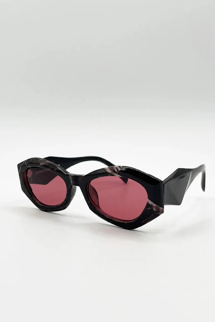SVNX Occhiali da Sole Cat-Eye Rossi Retrò Lente Rossa UV400